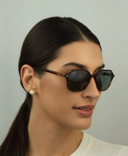 Óculos de Sol Ray-Ban John 0RB2194 954/62 51 Acetato Marrom Mesclado com lentes na cor Azul