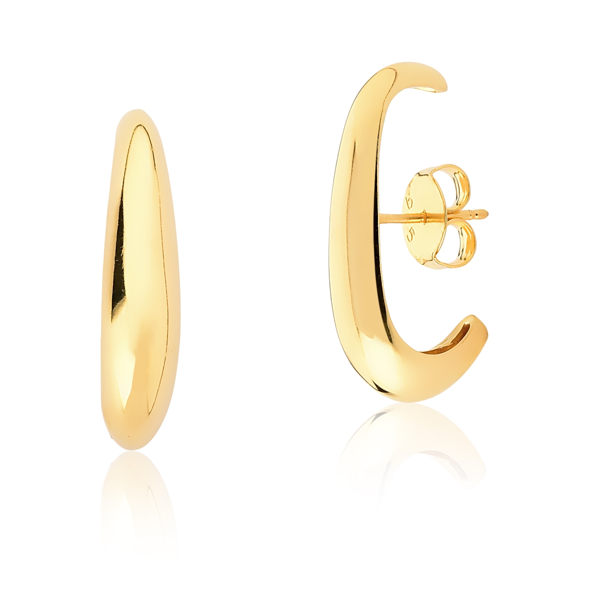 Brinco de Prata Dourado Liso Polido