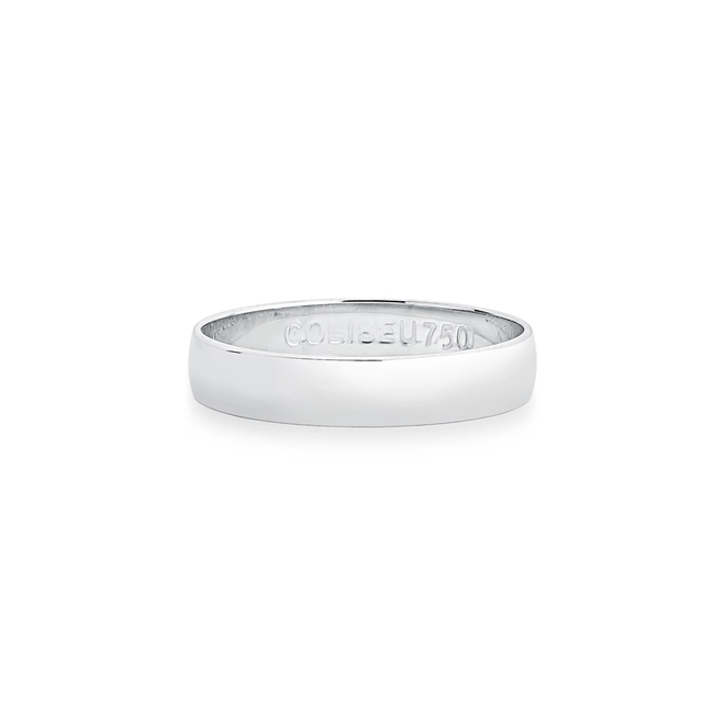 Aliança I Love You ouro branco 18k reta abaulada polida ( 4,3MM ) 3