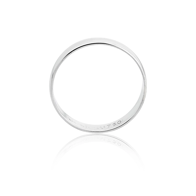 Aliança I Love You ouro branco 18k reta abaulada polida ( 4,3MM ) 2