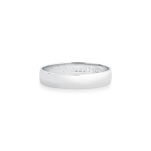 Aliança I Love You ouro branco 18k reta abaulada polida ( 4,3MM )