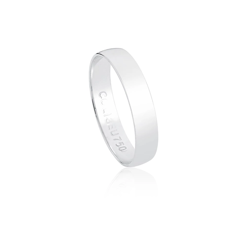 Aliança I Love You ouro branco 18k reta abaulada polida ( 4,3MM )
