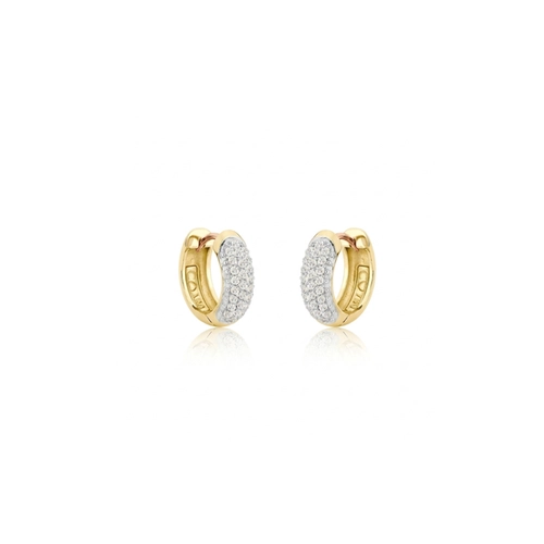 Brinco Pavês Amare argola click em ouro 18k pavê 25pts de Diamantes com ródio