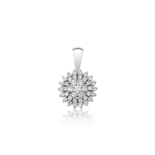 Pingente Soleil ouro branco 18k sol cravejado de 27pts de Diamantes