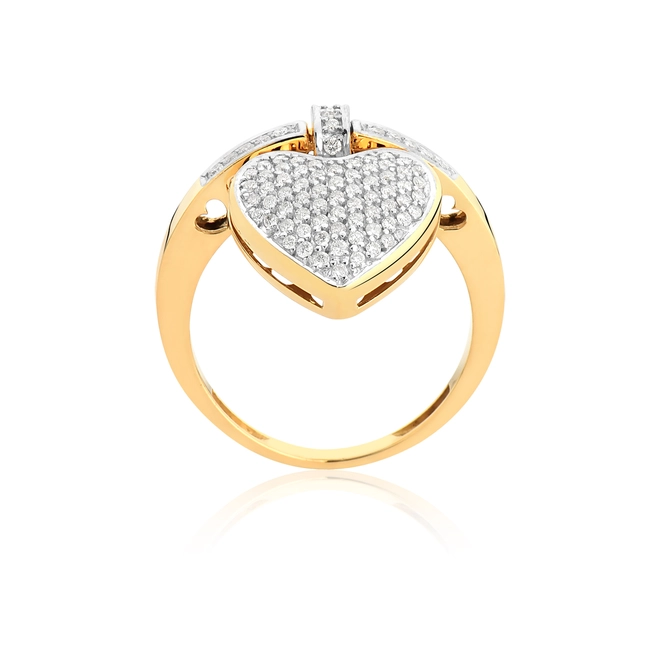 Anel My Heart em ouro 18k aro e pingente coração pavê com 33pts de Diamantes com ródio 3