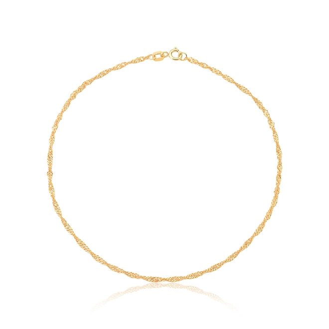 Pulseira malha Singapura ouro 18k polida 18CM 1