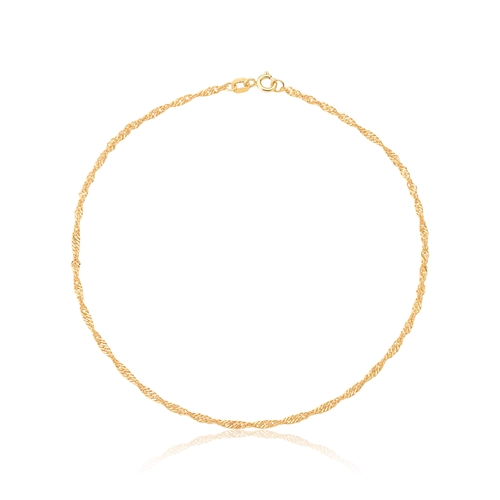 Pulseira malha Singapura ouro 18k polida 18CM
