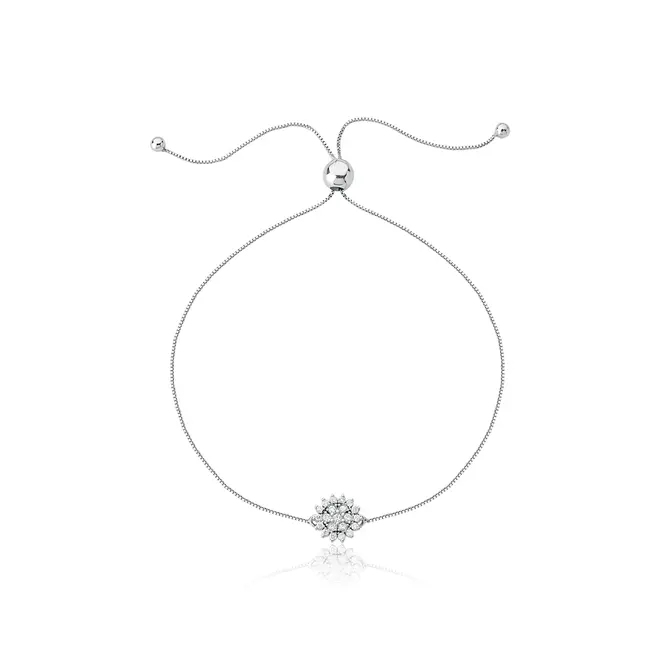 Pulseira Soleil ouro branco 18k com pingente sol de 13,4pts de Diamantes 1