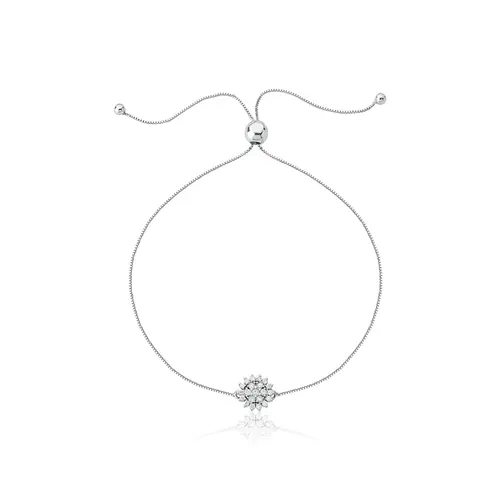 Pulseira Soleil ouro branco 18k com pingente sol de 13,4pts de Diamantes