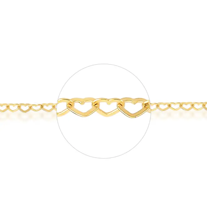 Pulseira Love elos corações ouro 18k polida 18CM 3