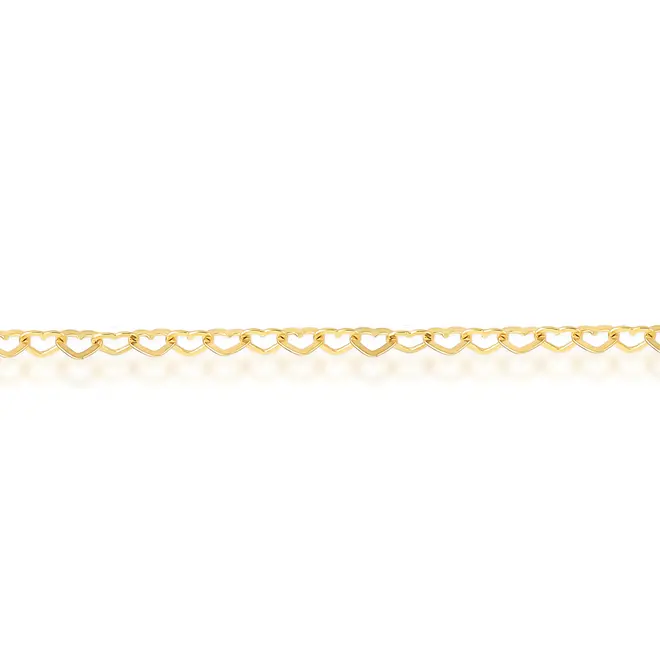 Pulseira Love elos corações ouro 18k polida 18CM 2