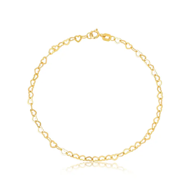 Pulseira Love elos corações ouro 18k polida 18CM 1