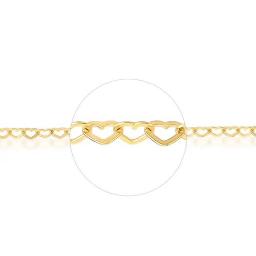 Pulseira Love elos corações ouro 18k polida 18CM