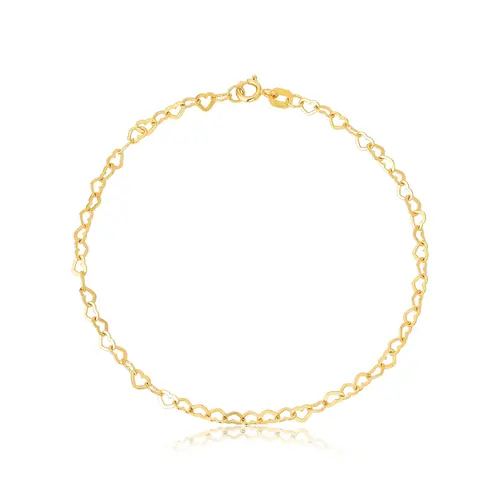 Pulseira Love elos corações ouro 18k polida 18CM