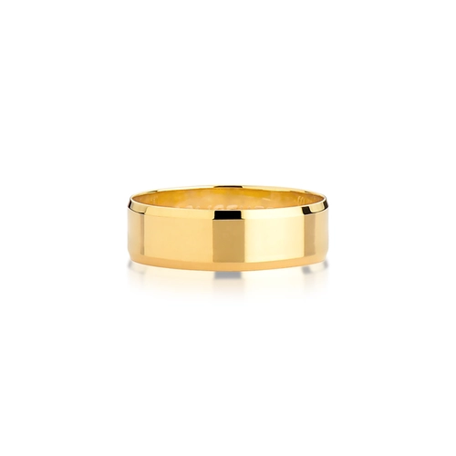 Aliança Passion reta bordas chanfradas ouro 18k polida 6MM