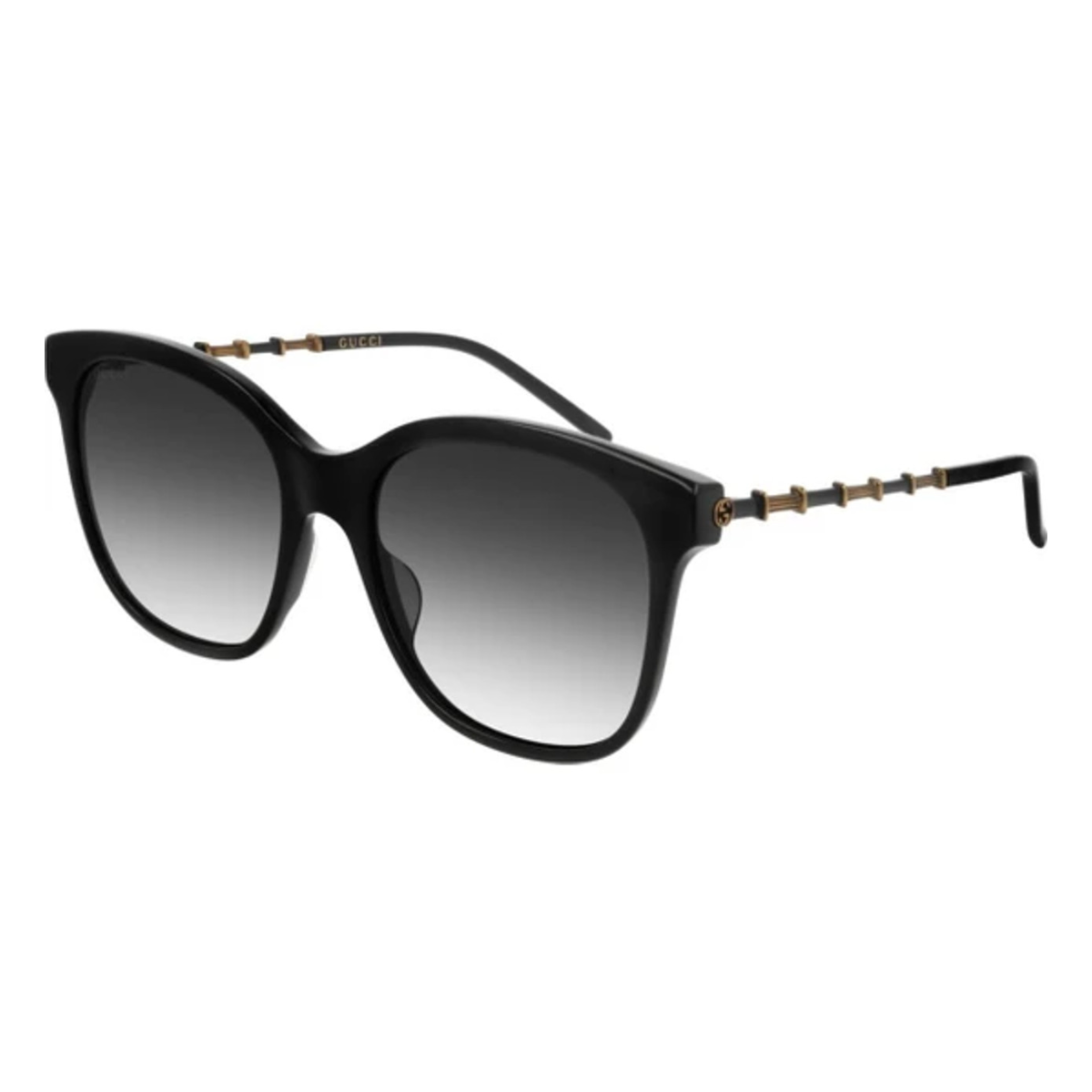Óculos de sol Gucci para senhora em acetato preto com linha dourada no  rebordo da lente.