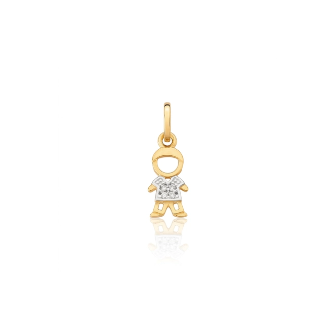 Pingente Essentials filhos menino em ouro 18k camisa com Zircônias brancas 1