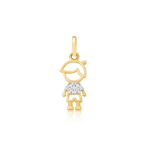 Pingente Essentials filhos menino ouro 18k camisa de Zircônias rodinadas