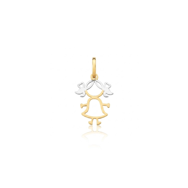 Pingente Essentials filhos menina em ouro 18k vazada cabelo com ródio 1