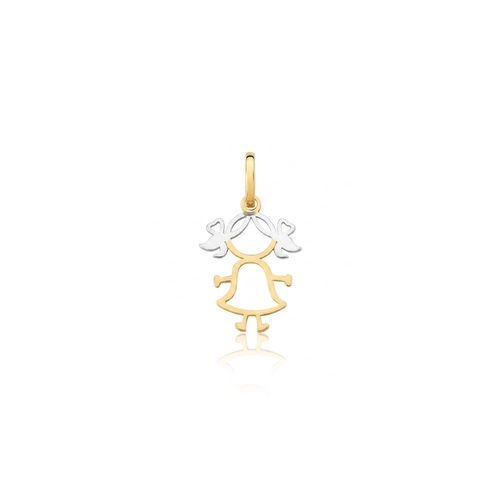 Pingente Essentials filhos menina em ouro 18k vazada cabelo com ródio