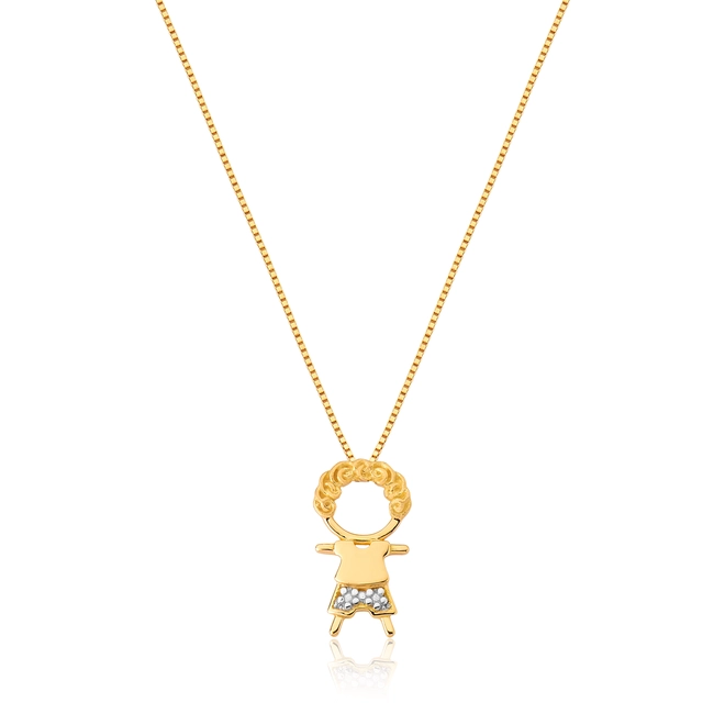 Pingente Filhos ouro 18k menino cabelo cacheado 1