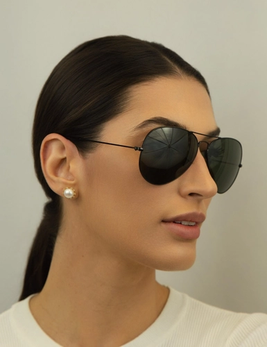 Óculos de Sol Ray-Ban Aviator Large Metal II 0RB3026L L2821 62 Preto com lentes na cor Verde