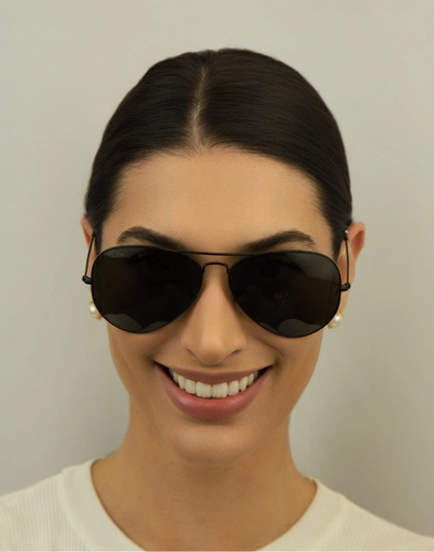 Óculos de Sol Ray-Ban Aviator Large Metal II 0RB3026L L2821 62 Preto com lentes na cor Verde