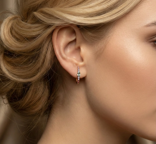 Brinco Paradis Ear Hook mix de Gemas ouro 18k com Diamantes