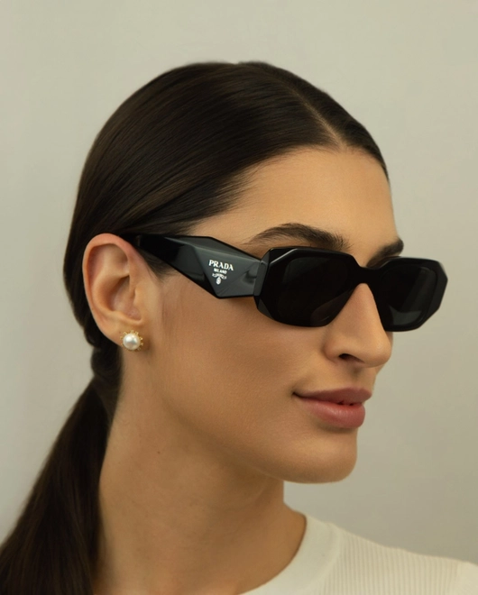 Óculos de Sol Prada 0PR 17WS 1AB5S049 Acetato Preto com lentes na cor Cinza Espelhado 5