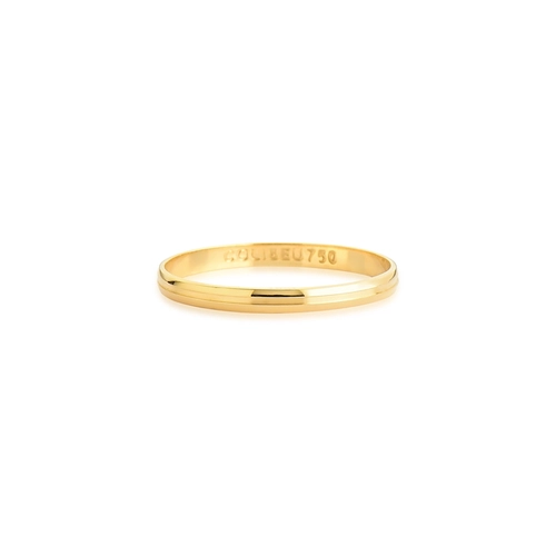 Aliança Toujours meia cana reta ouro 18k polida com friso 2MM