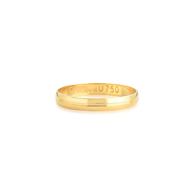 Aliança Toujours meia cana ouro 18k polida com friso 3MM 3