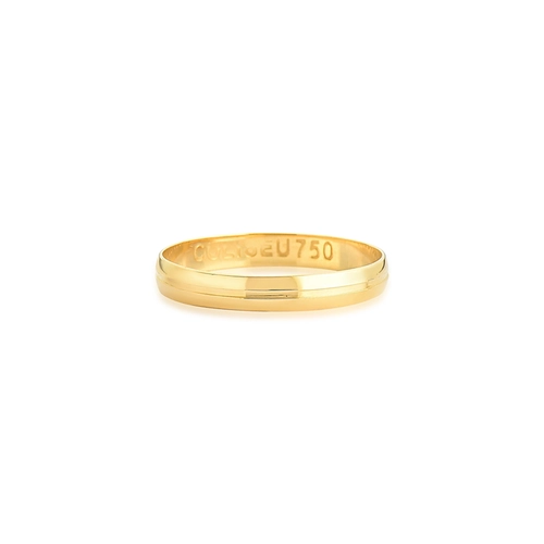 Aliança Toujours meia cana ouro 18k polida com friso 3MM