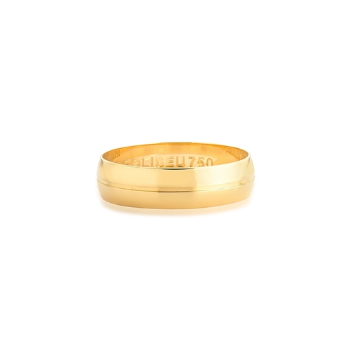 Aliança Toujours meia cana com friso ouro 18k polida 5MM