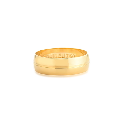 Aliança Toujours meia cana ouro 18k com friso polida 6MM