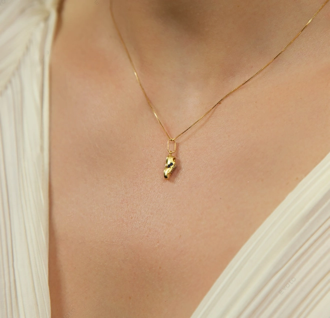 Pingente tênis ouro 18k com detalhe em Safira azul 1