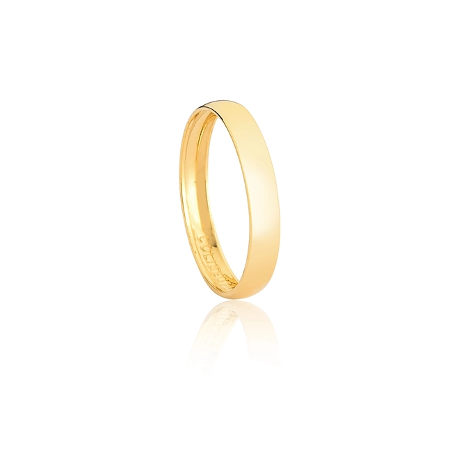 Aliança Amore Mio abaulada oca ouro 18k polida 3MM 1
