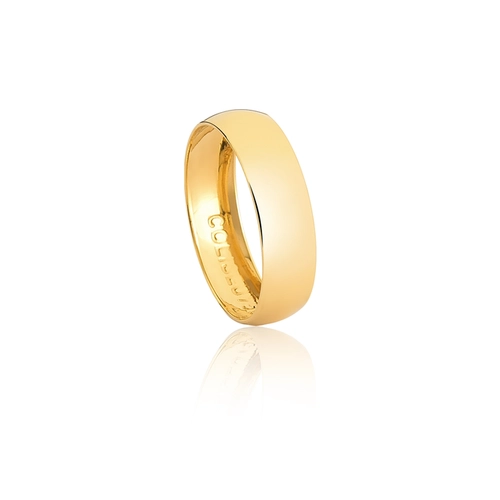 Aliança Amore Mio abaulada oca ouro 18k polida 5MM