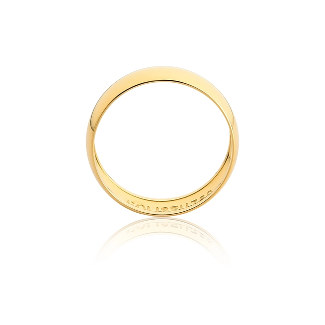 Aliança Amore Mio abaulada oca ouro 18k polida 6MM 3