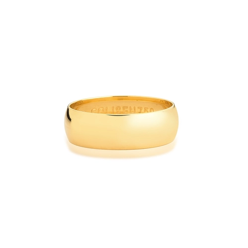 Aliança Amore Mio abaulada oca ouro 18k polida 6MM