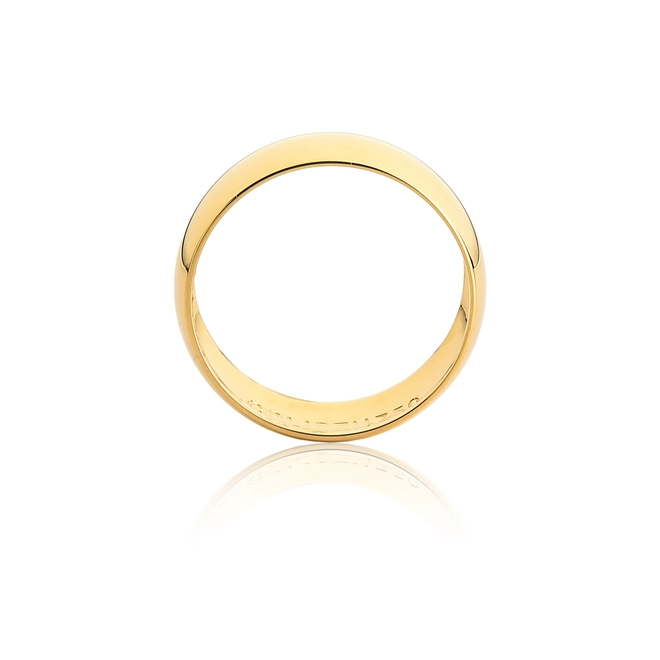 Aliança Amore Mio abaulada oca ouro 18k polida 7MM 3