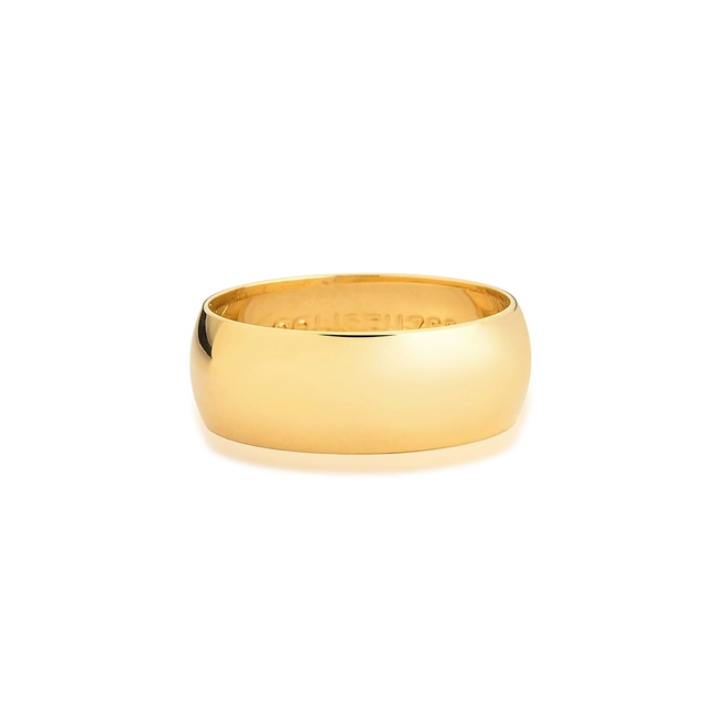 Aliança Amore Mio abaulada oca ouro 18k polida 7MM 2