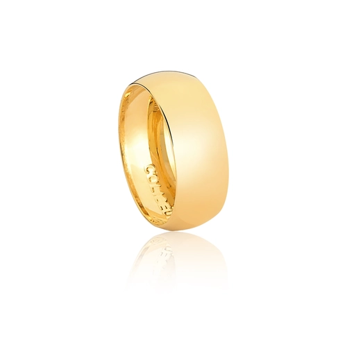 Aliança Amore Mio abaulada oca ouro 18k polida 7MM
