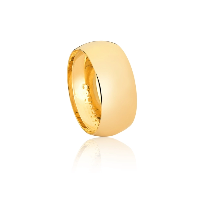 Aliança Amore Mio abaulada oca ouro 18k polida 8MM 1