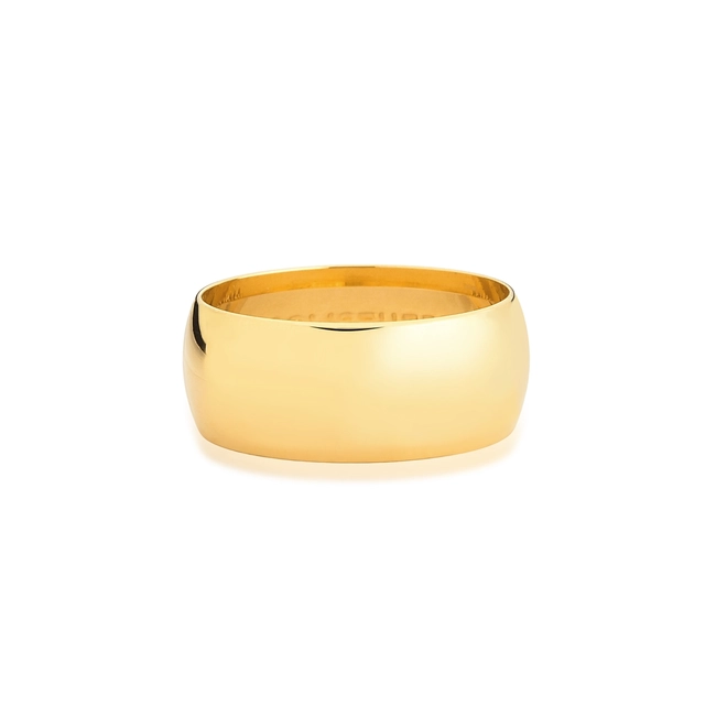 Aliança Amore Mio abaulada oca ouro 18k polida 8MM 2
