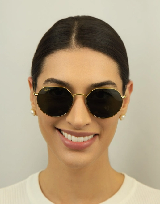 Óculos de Sol Ray-Ban Jack 0RB3565 91963153 Metal Dourado com lentes na cor Verde 3