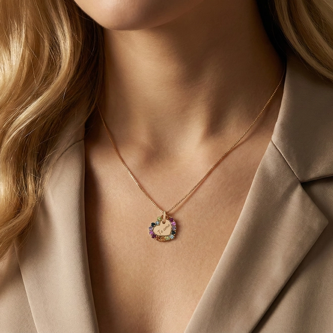 Pingente Gifts Personalizados Te amo coração ouro 18k com mix Gemas Preciosas 2