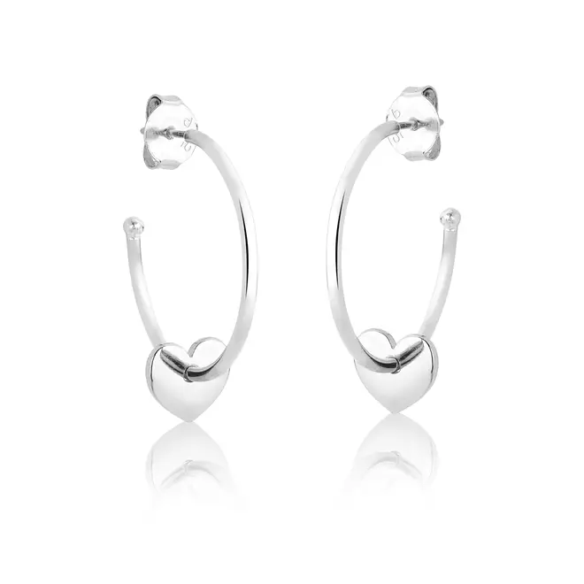 Brinco argola aberta com coração prata 925 For me Pretty 1