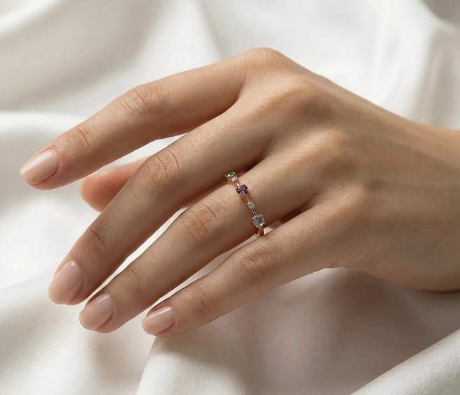 Anel Riva aparador em ouro 18k com Mix de Gemas Brasileiras e Diamantes 2