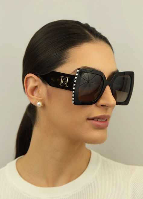 Óculos de Sol Carolina Herrera CH 0001/S 086 55HA S Acetato Marrom Mesclado com lentes na cor Marrom Degradê 5