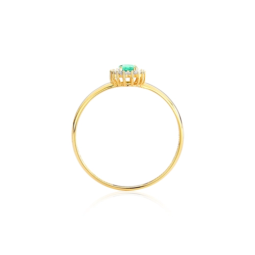 Anel Laurel oval de Esmeralda ouro 18k contorno de Diamantes